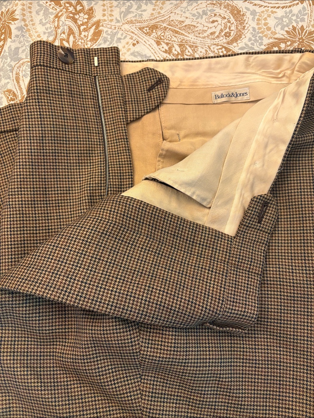 Bullock & Jones Men's Brown Glen Plaid Dress Pants